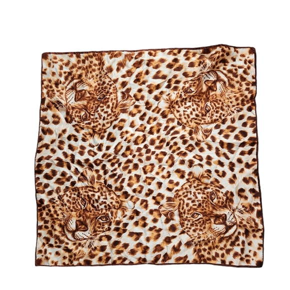 GLENTEX x‎ VINTAGE Made in Japan Leopard print animal motif scarf square - Picture 1 of 9
